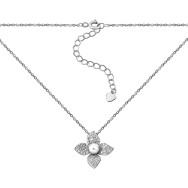 Cрібне кольє з перлами і фіанітами (EN02506)