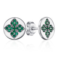 Срібні сережки-пусети Чотирилисник з фіанітами (GE02231A-E/12/10)