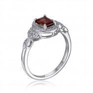 Срібна каблучка з гранатом і фіанітами. (GREP3066-R/12/6233)