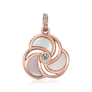 Срібна позолочена підвіска із перламутром та фіанітами (HJP-847-ROSE-P/17/1090)