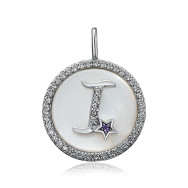 Срібна підвіска Буква "I" з фіанітами та перламутром (MP14305A-P/12/4490)