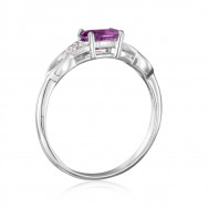 Срібна каблучка з аметистом та фіанітами (OR573-R/12/5134)