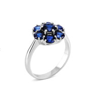 Срібна каблучка з гідротермальним сапфіром та фіанітами (1386/1р-HSPH)