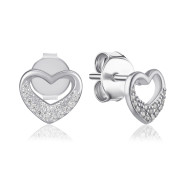 Срібні пусети Серце з фіанітами S00006-E/12/1