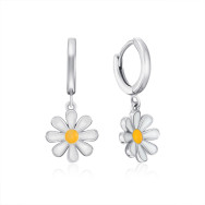 Срібні сережки-конго Ромашки з емаллю SE00677-E/12/1295