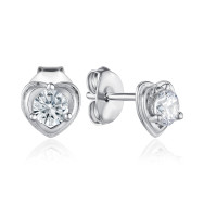 Срібні пусети Серце з фіанітами SE00731-E/12/1