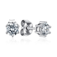 Срібні сережки-пусети з фіанітами (SE01401-E/12/1)