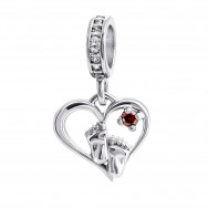 Срібна намистина шарм Ніжки з фіанітами (595П.Rh)