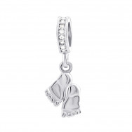 Срібна намистина шарм Ніжки з фіанітами (596П.Rh)