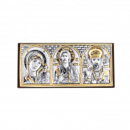 Срібна ікона триптих Божа Матір Казанська, Спаситель, Микола Чудотворець (MB/E1316SX)
