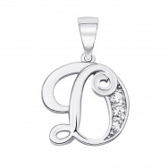 Срібна підвіска «Літера Д» з фіанітами (70303-д/12/1/44)