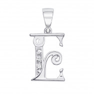 Срібна підвіска «Літера Е» з фіанітами (70303-е/12/1/3)