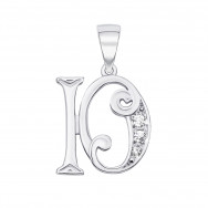 Срібна підвіска «Літера Ю» з фіанітами (70303-ю/12/1/62)