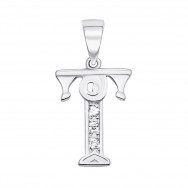 Срібна підвіска «Літера Т» з фіанітами (70303-т/12/1/3)