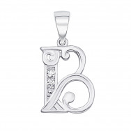 Срібна підвіска «Літера В» з фіанітами (70303-в/12/1/46)