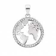 Срібна підвіска Географія з фіанітами (2P20487)