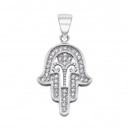 Срібна підвіска-хамса з фіанітами (PPS1623)