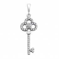 Срібна підвіска Ключик з фіанітами (ЛК-0135р)