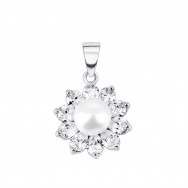 Срібна підвіска з перлиною і фіанітами (2P19822)