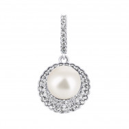 Срібна підвіска з перлиною і фіанітами (3716/9р-PWT)
