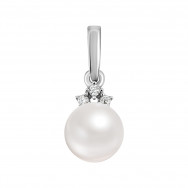 Срібна підвіска з перлиною і фіанітами (3957р-PWT)