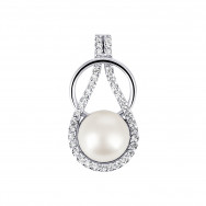 Срібна підвіска з перлиною і фіанітами (ПВ661с)