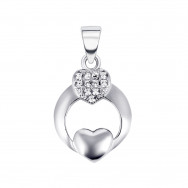 Срібна підвіска Серце з фіанітами (7P18587)