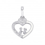 Срібна підвіска Серце з фіанітами та емаллю (39082э)