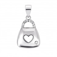 Срібна підвіска Сумочка з фіанітами (2P18635)