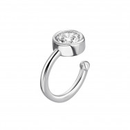 Срібна сережка-пірсинг в ніс з фіанітом (7044)