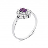 Срібна каблучка з аметистом і фіанітами (1598/9p)