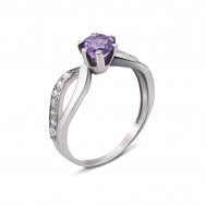 Срібна каблучка з аметистом і фіанітами (1667/9р)
