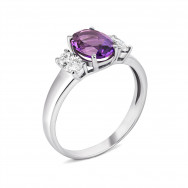Срібна каблучка з аметистом і фіанітами (1738/1р-AMET)