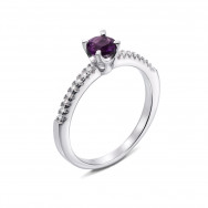 Срібна каблучка з аметистом і фіанітами (Тд0024/ам-R)