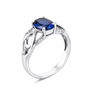 Срібна каблучка з гідротермальним сапфіром і фіанітами (1466/1р-HSPH)