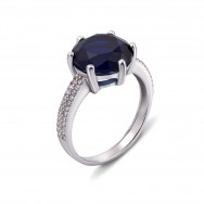 Срібна каблучка з гідротермальним сапфіром і фіанітами (1618/9р)