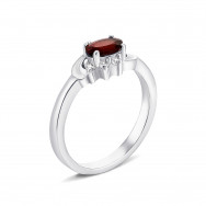 Срібна каблучка з гранатом і фіанітами (Тд0038/гр-R)