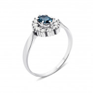 Срібна каблучка з лондон-топазом і фіанітами (1598/9p)
