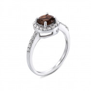 Срібна каблучка з раухтопазом і фіанітами (Тд0008/раух-R)