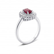 Срібна каблучка з рубіном і фіанітами (Тд0050/руб-R)