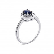 Срібна каблучка з сапфіром і фіанітами (Тд0051/сап-R)