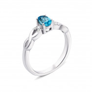 Срібна каблучка з топазом swiss і фіанітами (Тд0032/топsw-R)