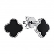 Срібні пусети Конюшина з емаллю (20195эч)