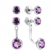 Срібні пусети з аметистом  2 в 1 (2398/1р-AMET)