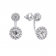 Срібні пусети з фіанітами 2 в 1 (2432/9р-CZ)