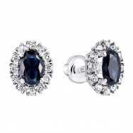 Срібні пусети з сапфіром і фіанітами (2438/9р-NSPH)
