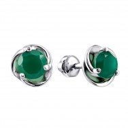 Срібні пусети з зеленим агатом (2089/9р-GAG)