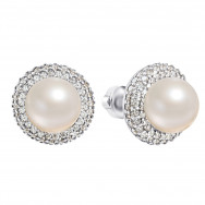 Срібні пусети з перлами і фіанітами (2270/9р-PWT)