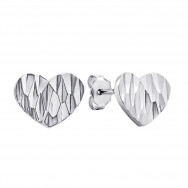 Срібні пусети Серце з алмазною гранню (1EA84660)