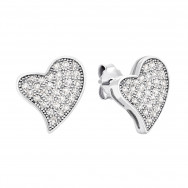 Срібні пусети Серце з фіанітами (GE0334)
